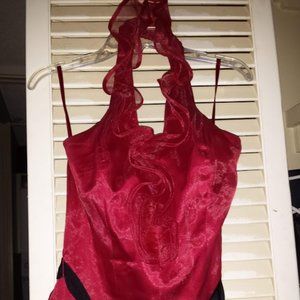 BHWM Haltered Sleeveless Top, Dark Red